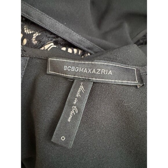 BCBGMAXAZRIA Women's Romper Finn Designer Black Nude Lace Size 0 - Picture 10 of 10